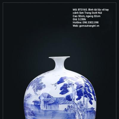 BÌNH TÀI LỘC VẼ TAY CẢNH SƠN TRANG DƯỚI NÚI